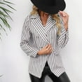 thumbnail image 4 of XFLWAM Womens Casual Blazer Jacket Striped Plaid Long Sleeve Coat Suit Open Front Work Office Blazer Lapel Double Breasted Jacket Pink M, 4 of 6