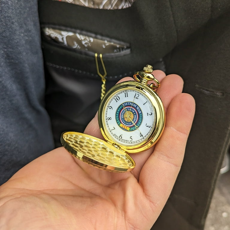 Mens Vietnam War Veteran Gift Pocket Watch and Chain Mens Vietnam War Veteran Gift Pocket Watch and Chain