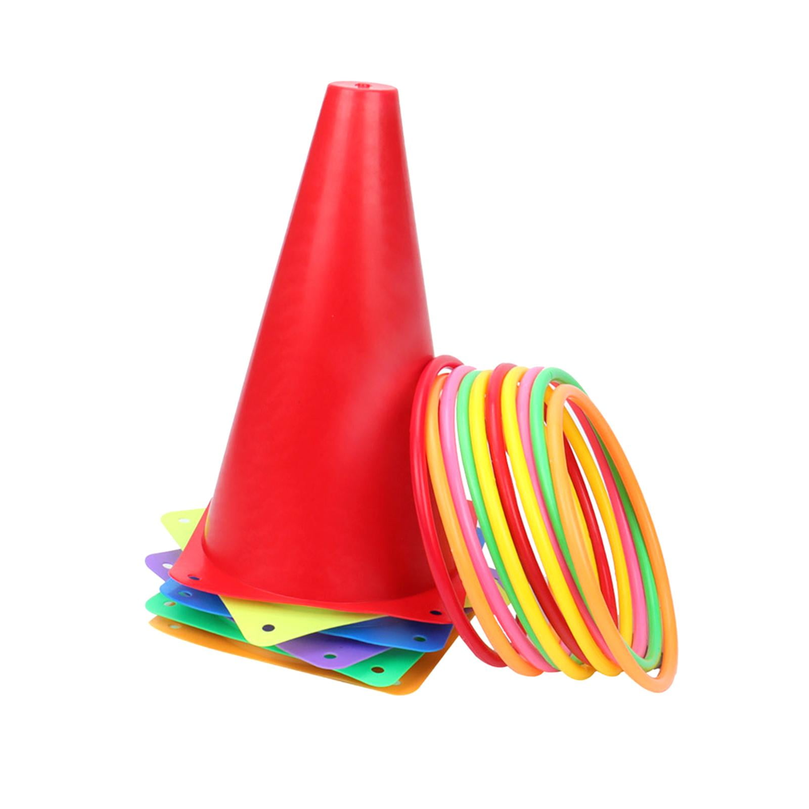 Wswqop Rings Toss Game Backyard Game Colored Cones And Rings Carnival Game Set for Lawn