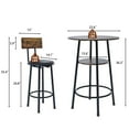 thumbnail image 5 of Counter Height Table Set of 3, Breakfast Bar Table and Stool Set, Minimalist Dining Table with Backrest Stools, Wood Top Pub Table & Chair Set for Kitchen Apartment Bistro - Rustic Brown, 5 of 8