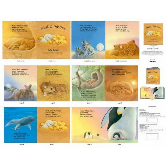 36" X 44" Panel Hush Little Ones John Butler Soft Book Kids Children's Animals Cotton Fabric Panel (7308MULTI)