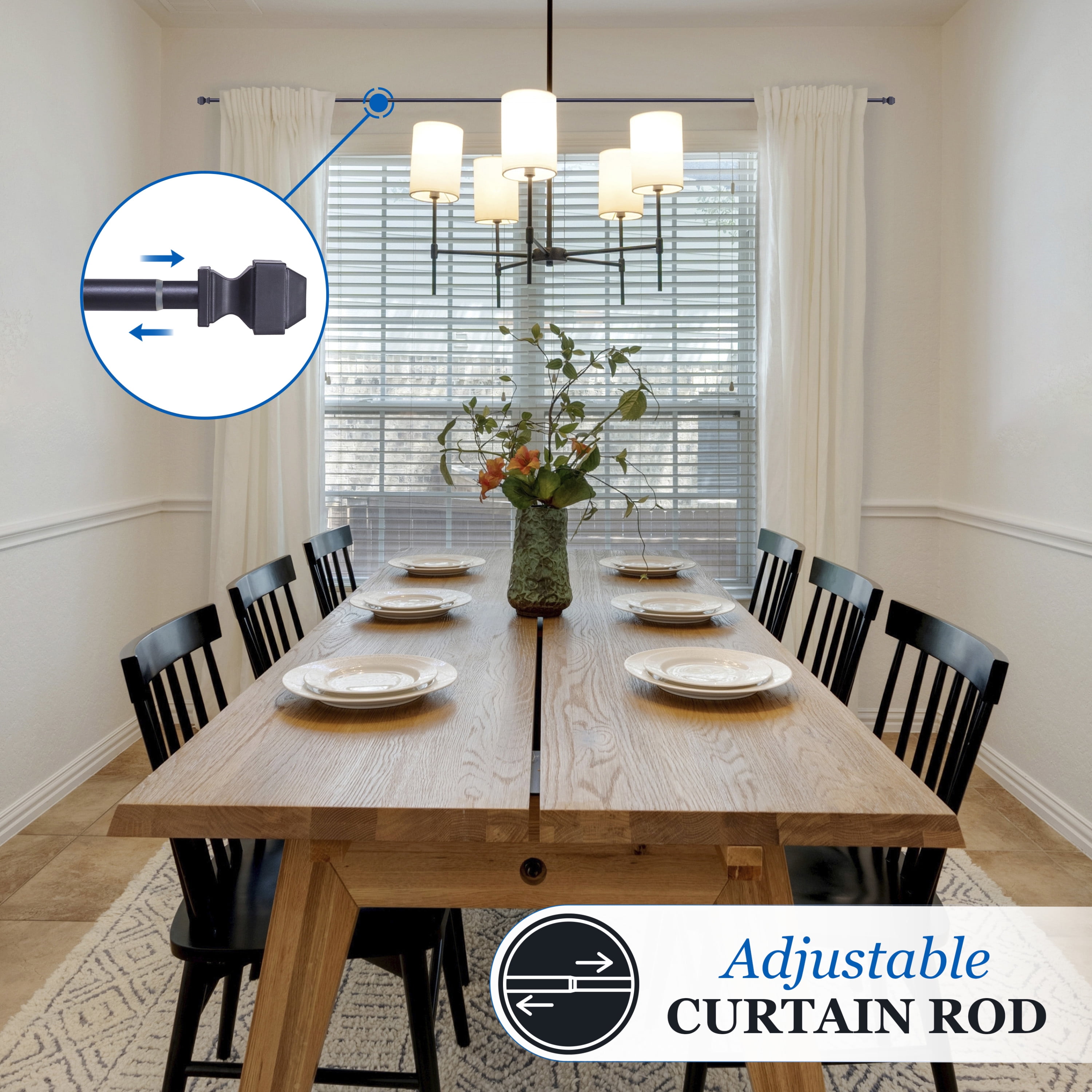 Mainstays 48-84 in. Devon Adjustable Petite Cafe Curtain Rod, 1/2 in. Diameter