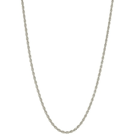 Pori Jewelers Rhodium-Plated Sterling Silver 2.5mm Rope Chain Men's Necklace, 22