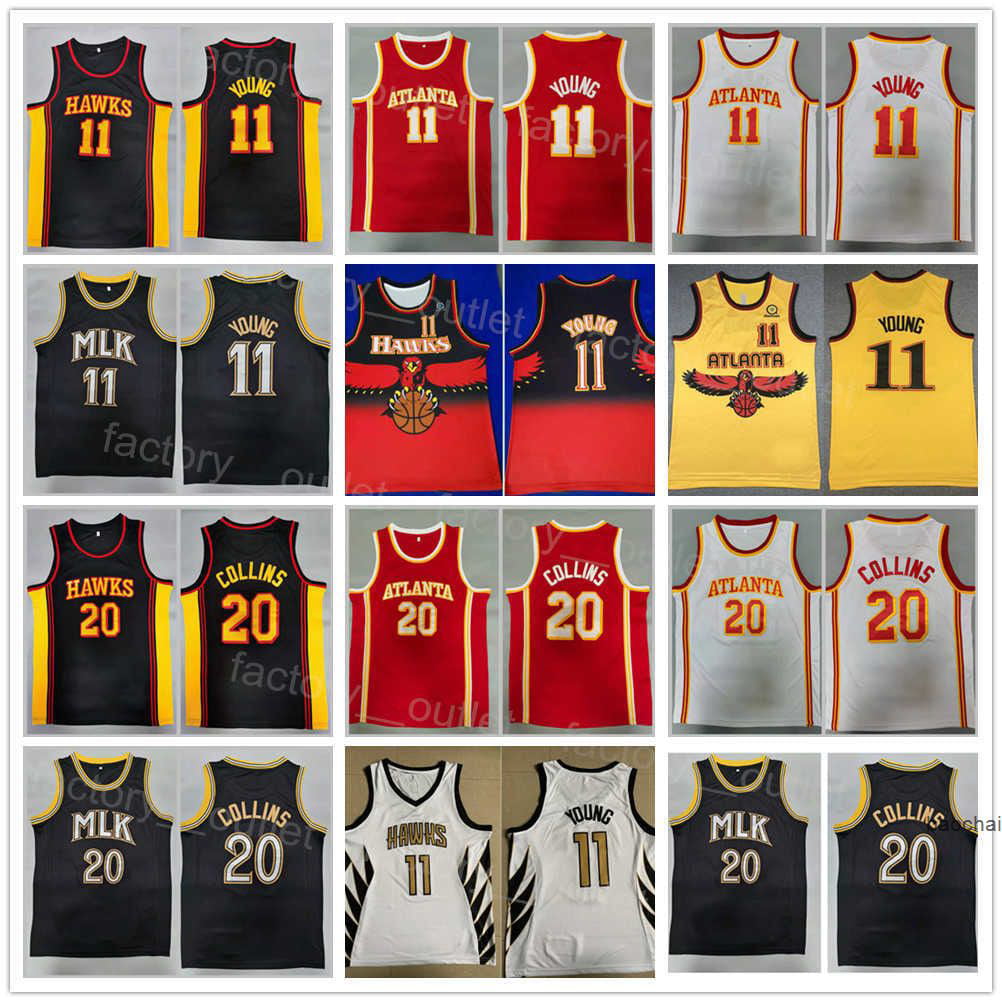 NBA_ Men Basketball Trae Young Jersey 11 John Collins 20 Team Color Red  Yellow White Black Navy Blue Embroidery And Stitch''nba''jerseys 