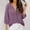 Purple, variant on BLTIBY Womens 3/4 Sleeve Shirts Spring Fall Solid Color V Neck Button Top Fashion Comfortable Pullover Blouse Beige M