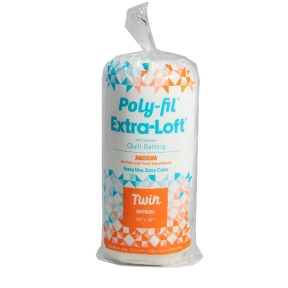 Fairfield Poly-Fil Extra-Loft Quilt Batting, Premium Polyester Batting for Quilting, Ideal for Throw Pillows and Lap Quilts, Quilting Supplies, Medium, 72" X 90", White