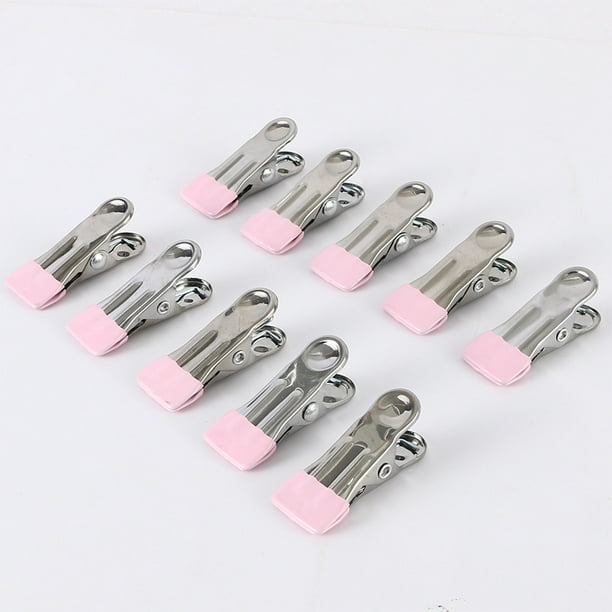 10 pinzas de acero inoxidable para ropa, pinzas para calcetines, pinzas de metal para ropa, pinzas multifuncionales para cocina, medias, tendedero, toalla de playa, oficina Adepaton LRWJ414-1