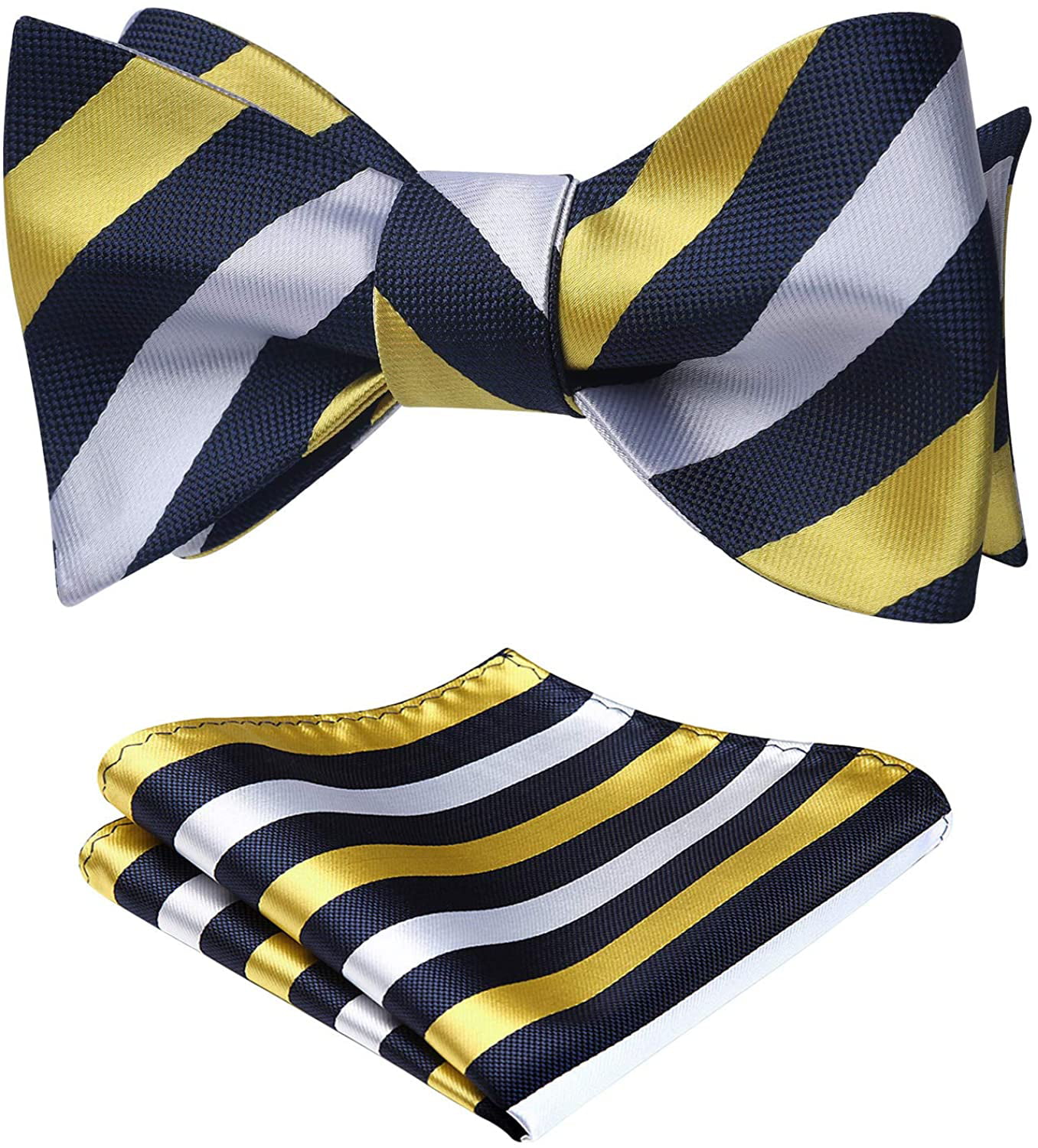 HISDERN Bow Ties for Men Bowties and Pocket Square Set Classic Funny Plaid Stripe Dot Bow Tie for Tuxedo Wedding Party 