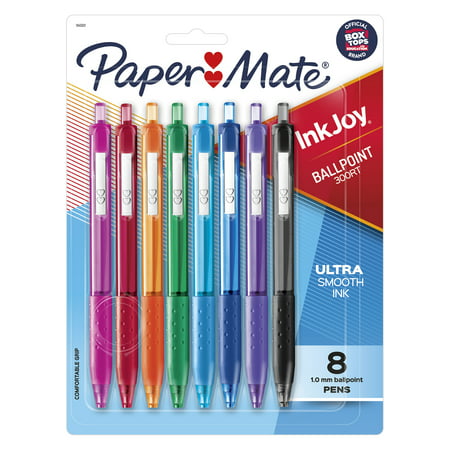Paper Mate InkJoy 300RT Retractable Ballpoint Pens, Medium Point, Assorted, 8 Pack