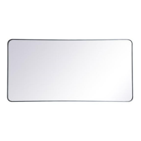 30 x 60 in. Evermore Soft Corner Rectangular Metal Mirror, Silver