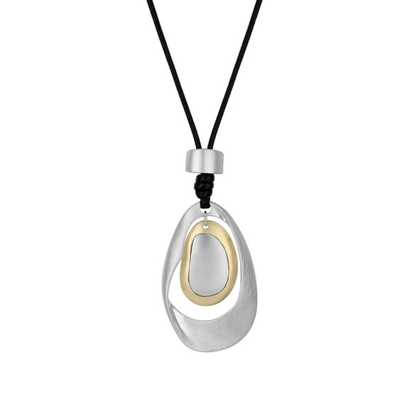 Dolce Giavonna Silver Plated Large Oval Pendant Necklace