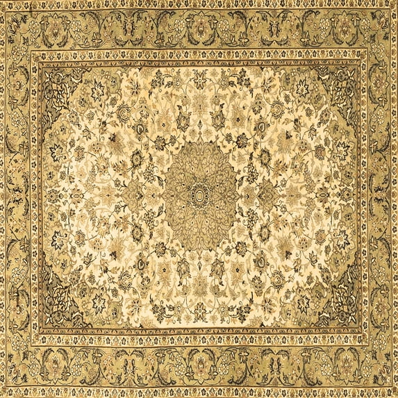 Ahgly Company Machine Washable Indoor Square Medallion Brown Traditional Area Rugs, 4' Square