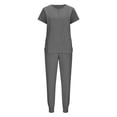 thumbnail image 4 of DPTALR Femmes Pantalon Ample Uni à Multiples Poches Uniforme d'Infirmière à Manches Courtes avec Fermeture Éclair Ensemble à Col en V, 4 of 6