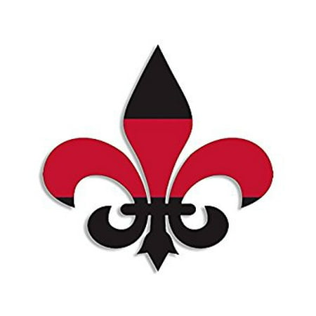 Fleur De Lis Shaped THIN RED LINE Flag Sticker Decal (stripe firefighter) Size: 4 x 4 inch