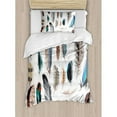 thumbnail image 3 of Ambesonne Feather House Western Feather Setting Pigmented Bird Body Parts Growth Nature Art Design Duvet Cover Set, 3 of 3