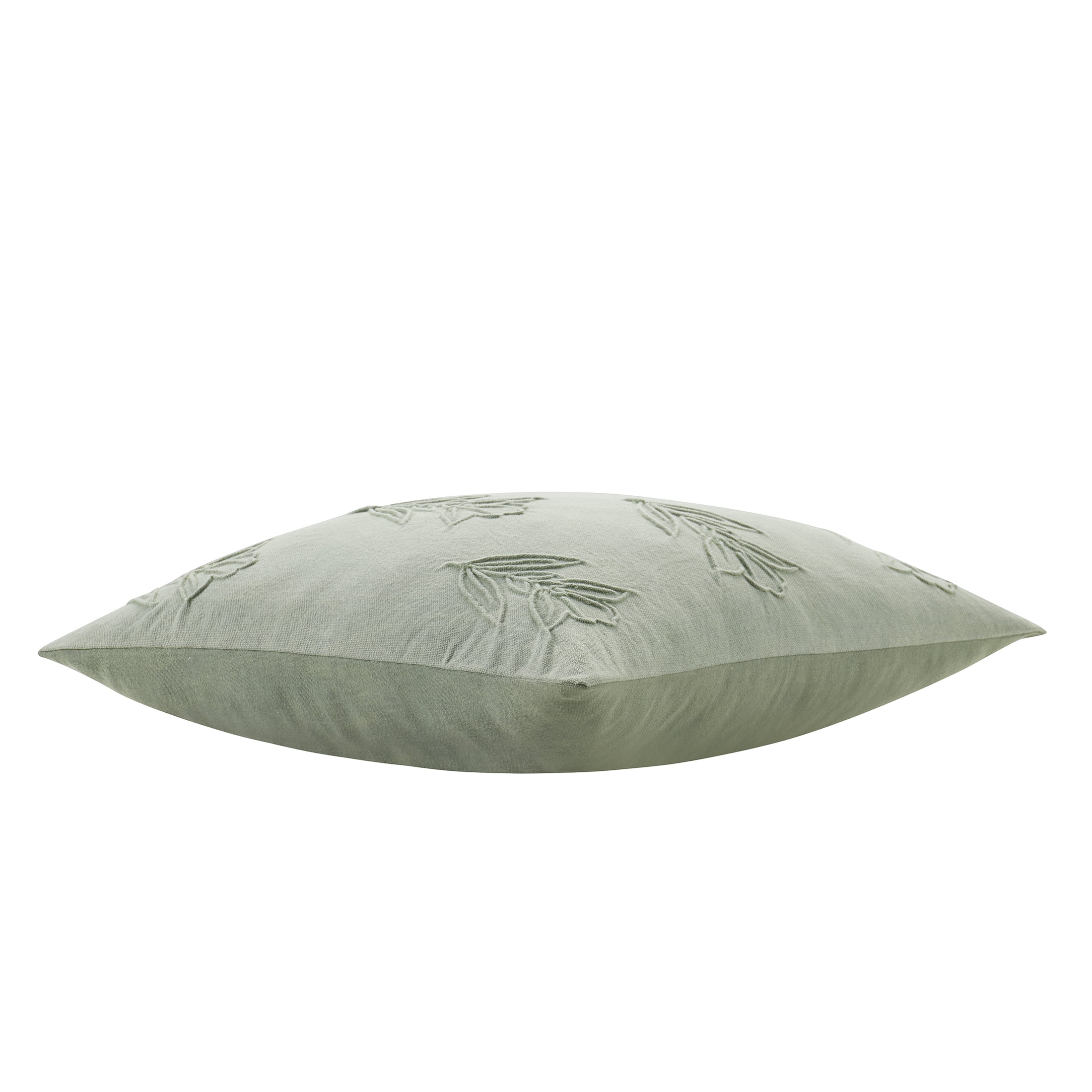 Beautiful Floral Pleated Cotton Decorative Pillow by Drew Barrymore, 20" x 20", Sage