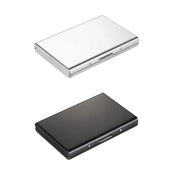 2x Metal Card Holder Wallet,Stainless Steel Metal Wallets RFID Blocking Credit Card Wallet Holder,White & Black