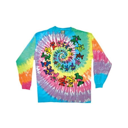 Grateful Bear - Grateful Dead Men's Spiral Bears Tie Dye Long Sleeve Multi