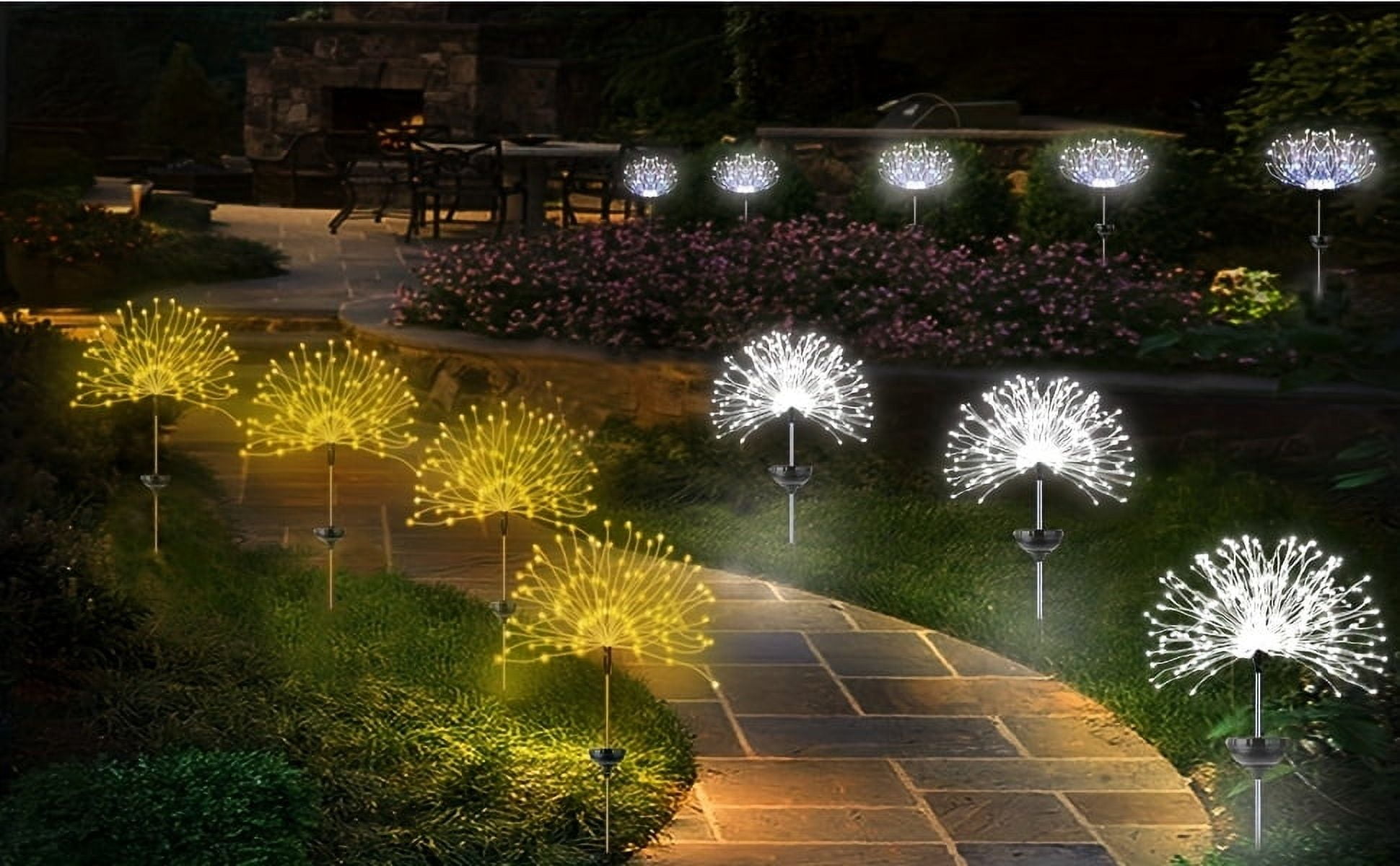 2pcs Solar Firework Lights, Multi-Color 60-720 LED Landscape Lights | 8 Lighting Modes, Outdoor Decoration for Halloween, Weddings, and Christmas
