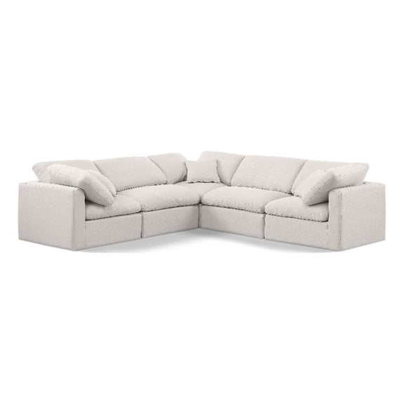Meridian Furniture Indulge 158.5" Fabric L-Shaped Modular Sectional in Cream
