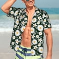 thumbnail image 5 of Lsque White Daisies and Bee pattern Hawaiian Shirt for Men, Unisex Summer Beach Casual Short Sleeve Button Down Shirts-Large, 5 of 9