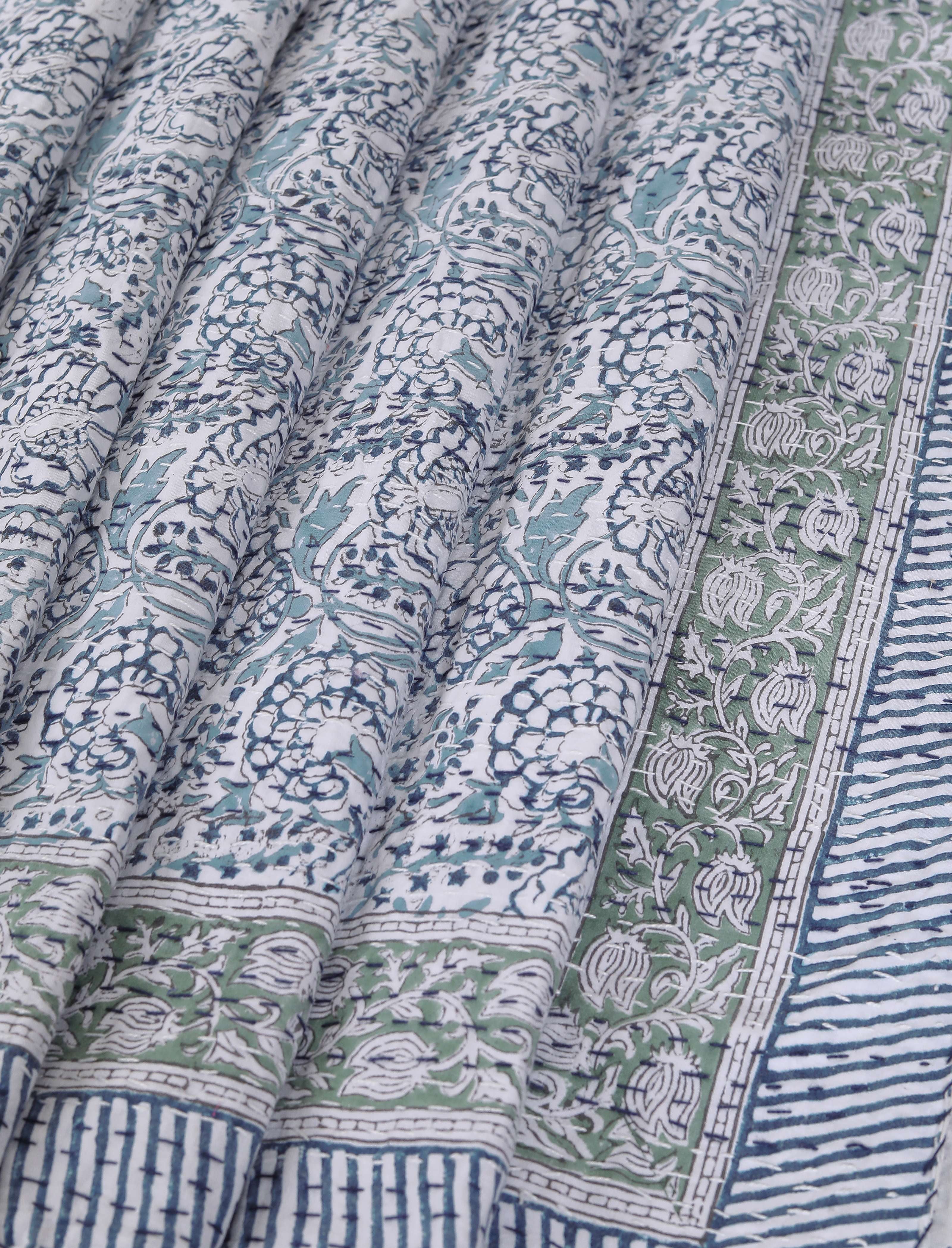 Yuvancrafts Kantha Quilt Collection Flowers Kantha Bedspreads, King - Reversible
