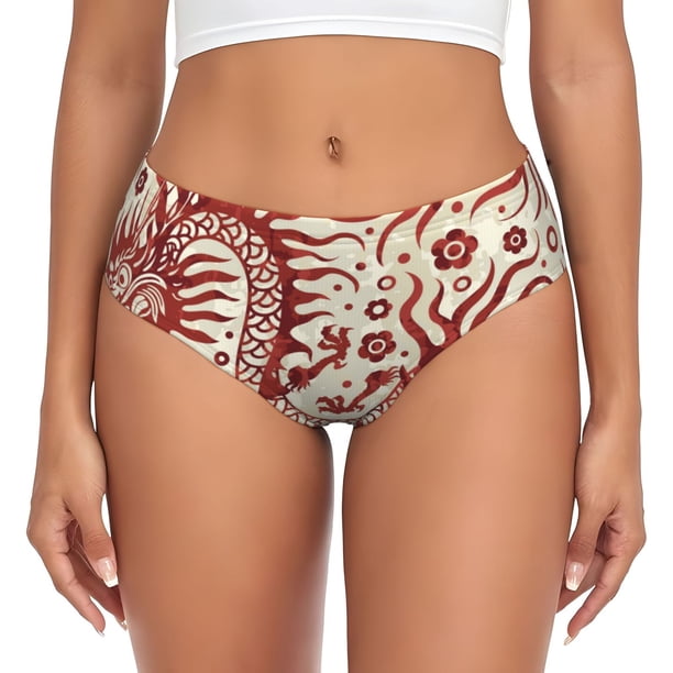 Fotbe Dragons1 Calzones Estampados para Mujer – Ropa Interior de Algodón, Cómoda, Suave y Elástica-Large