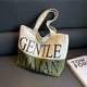 thumbnail image 5 of Bolso de lona con letras en contraste, bolso de mano informal y elegante, bolso de hombro artístico de gran capacidad para mujer, 5 of 6