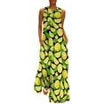 thumbnail image 1 of Robe Citron Aquarelle Été Rayures Bleues et Blanches Mode Coréenne Bohemia Longues Robes Design Moderne Maxi Grande Taille, 1 of 5