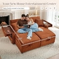 thumbnail image 5 of Muumblus Loveseat Sectional Sofa with 2 Storage Ottomans, Modular Cloud Couch with 2 Side Tables & USB, Plush Double Chaise Lounge Sofa Bed Indoor, Orange Corduroy, 5 of 13
