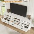 thumbnail image 3 of TV Stand for 65/70/75 in TV, Entertainment Center with Storage Drawer, Mid-Century Modern TV Console with Open Shelves, 70 in Media TV Cabinet for Living Room, Bedroom, Vintage White, 3 of 7