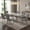 Table and Gray Chairs, variant on Sumdeal 70" Faux Marble Dining Table Set for 4, Modern Kitchen Dining Table with 4 Velvet Upholstered Dining Chairs, Stainless Steel Base Dining Room Furniture Set, Black