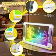 UKEXE Rechargeable LED Drawing Board Toy for Kids - 15-Inch Glow Art Tablet with 9 Neon Modes, Tracing Sheets, Gifts for 4-12 Year Old Boys Girls (White)