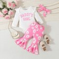 thumbnail image 2 of TOWED22 Newborn Baby Girl Clothes 3pcs Infant Rib Frill Long Sleeve Romper Flared Pants Headband Set Fall Winter Outfits,0-3 M, 2 of 7