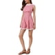 thumbnail image 4 of Mono sin mangas de cuadros Gingham INSPIRE CHIC para mujer con encaje en el dobladillo y cintura fruncida, jumpsuit corto rojo M, 4 of 6