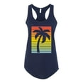 thumbnail image 2 of Tropical Palm Tree Silhouette | Womens Pop Culture Jersey Racerback Tank Top, Navy, Large, 2 of 4