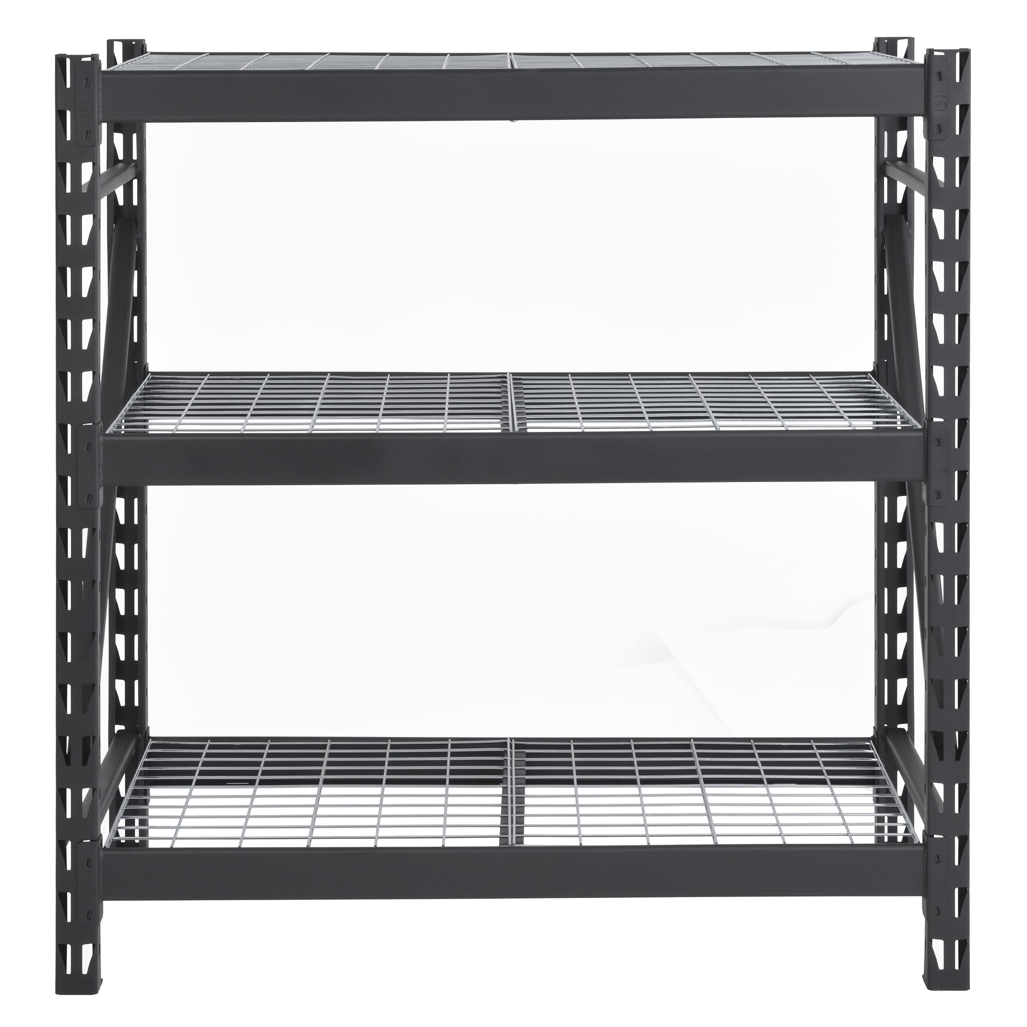 Steel Grid Shelf in Black 48 W x 6 D Inches 