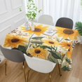 thumbnail image 2 of Yayeee Tablecloths 60" x 90" Rectangle Wrinkle Resistant Party Table Cover, Beige Sunflowers, 2 of 8