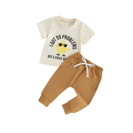 

Baby Boys Easter Outfit Summer Letter Print T-Shirt and Pants