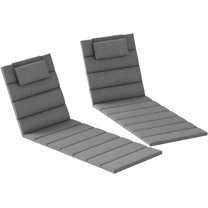 CZMDZH Outdoor Lounge Chair Cushion Set of 2, 80" x 26" UPF50 230gsm Olefin and 25D High-Density Foam, Foldable Patio Chaise Lounge Cushion Set, Fade Resistant for Lawn Pool, Charcoal Gray