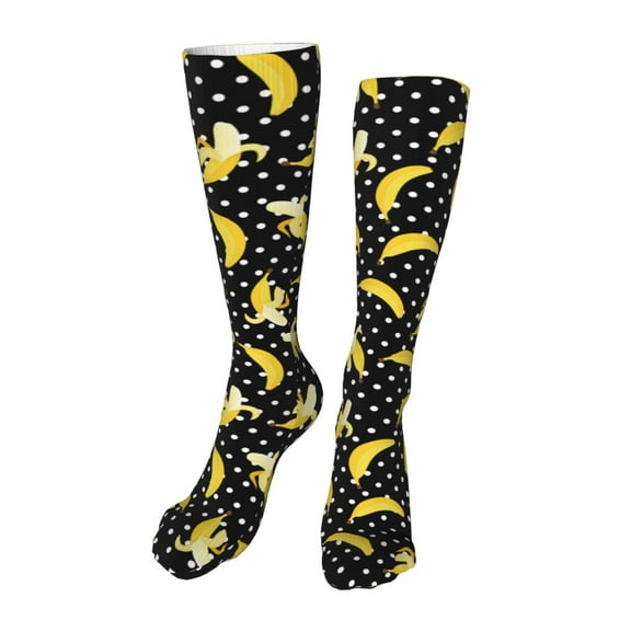 Kdxio Banana Funny Silky Novelty Funky Long Knee High Socks Soft 3D Print Cosplay Crazy Stockings for Men Women