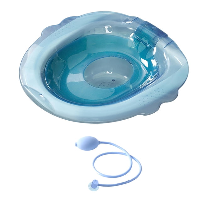Elderly Toilet Seat Basin Woman Sitz Bath Multipurpose with Flusher Hose Blue