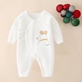 thumbnail image 2 of AJTQTH Rompers for Baby V-Neck Side Ties Thin Jumpsuit Long-Sleeved Full Length Cute Cartoon Playsuit Summer Unisex Casual Comfortable Fit Loose Bodysuit Onesie White#03 6 Months, 2 of 5