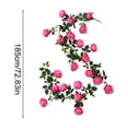 thumbnail image 3 of Hovilon 6ft Artificial Simulated Rose Vine - 21-Head Faux Rose Garland with Realistic Flowers, Flexible Green Floral Vine for Wedding Backdrop Wall, Arch, Mantel, and Home Party Decoration (Red), 3 of 6