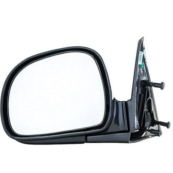 Left Driver Side Manual Mirror - Smooth Black - Large 6 x 7 Inch Glass - Folding - Compatible with 1994 - 1997 Chevy S10 1995 1996
