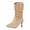 Coffee, variant on Kitten Heel Mid Calf Boots for Women Slouchy Splice Suede Pointed Toe Pull on Dressy Short Fall Booties Stiletto Heels