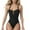 Black-1, variant on Virmaxy Women's Solid Color One-piece Tankini Swimsuit V-neck Halter Slim Conservative One-piece Swimsuit Body Shaping Tummy Tightening Swimwear for Pool Party Green-2 M