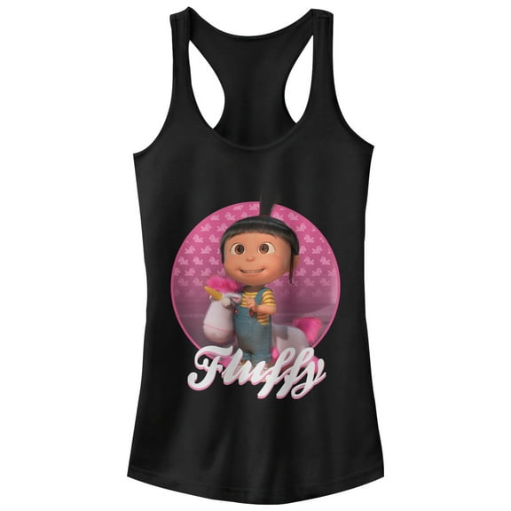 Junior's Despicable Me Agnes Fluffy Unicorn Racerback Tank Top Black Large