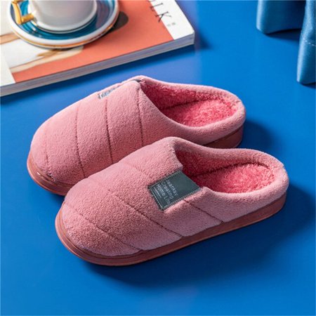 

PIKADINGNIS Winter Warm Cotton Slippers For Women Men Thick Soft Soled Non-Slip Fluffy Shoes Couple Indoor House Slippers Casual Home Slides