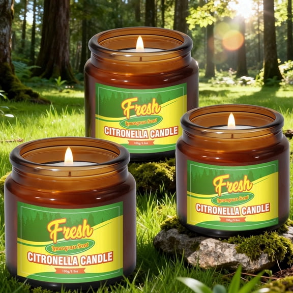 SCENTORINI Citronella Scented Candle, 10.5 oz Lemongrass Aromatherapy Candle, Natural Soy Wax Candles for Home Outdoor(3 Pack)